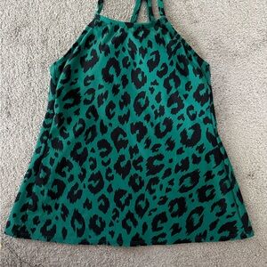 Green Leopard Print swim Top
